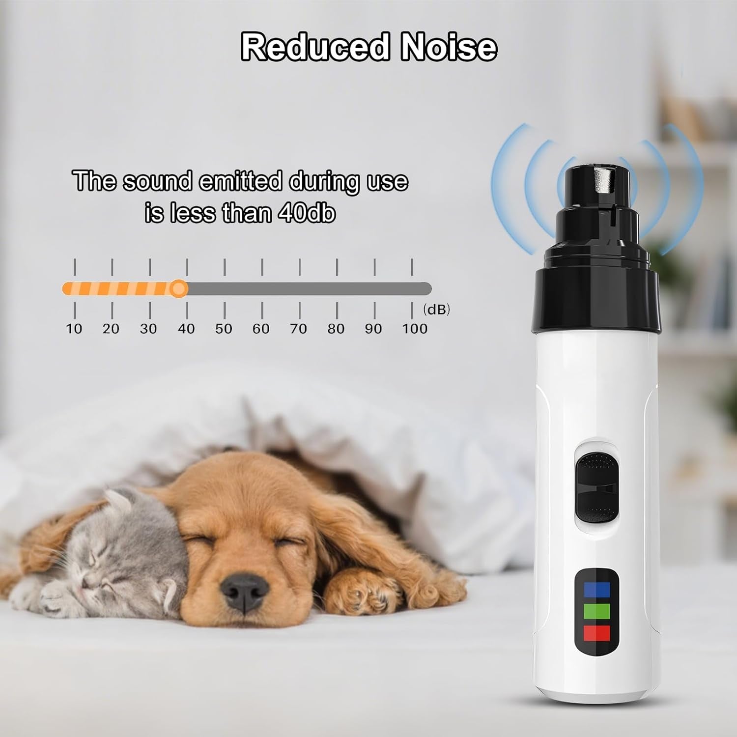 Dog Nail Grinders Silent - 2 Speed Pet Friendly Electric Dog Nail Trimmer, USB Charging Fully Automatic Painless Groom Pro for Most Cats, Dogs, Pets 0716
